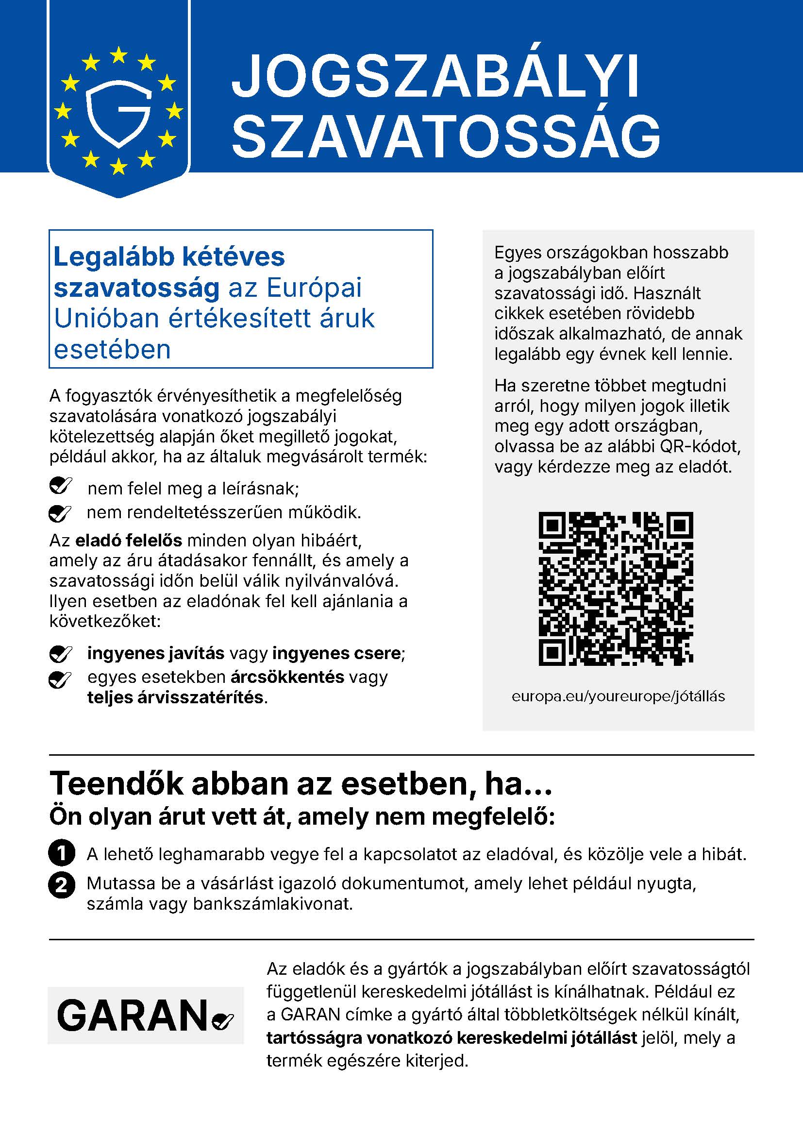Vásárlói garanciális jogok