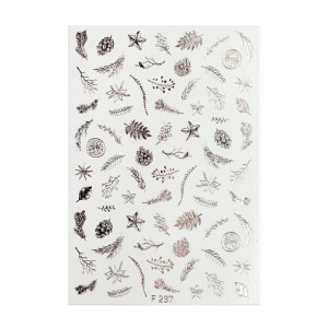 Vizes köröm matrica - Silver leaves (F237)