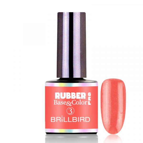 Rubber Gel Base&Color - 3 Coral - White Shine 8ml